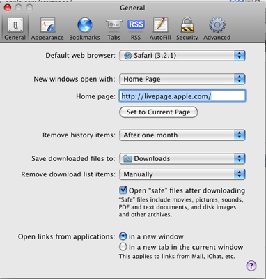 Macbook Safari Settings